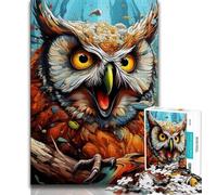 Puzzles pour Adultes 1 000 Puzzles psychédéliques représentant des Oiseaux et des hiboux, pour Un Jeu éducatif, Un défi ou Un Cadeau pour Toute la Famille (Taille 38x26cm)