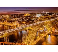 Puzzles pour Adultes 100 pièces Belle Vue de Vila Nova de Gaia, Ville Nocturne du Portugal 45,5 x 35,5 cm