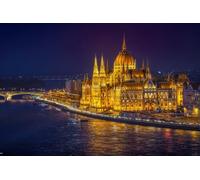 Puzzles pour Adultes 100 pièces La splendeur de Budapest sous Le Ciel Nocturne Le Palais sur Le Danube 45,5 x 35,5 cm