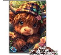 Puzzles pour Adultes 1000 adorables bébés Vaches des Highlands, Anti-Stress, défi Difficile, Cadeaux du Père Noël Secret pour Les 14 Ans et Plus (Taille 50x75cm)