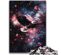 Puzzles pour Adultes 1000 aigles du Drapeau américain pour Les 14 Ans et Plus Jeu de réflexion Meilleur Cadeau pour Adultes et Adolescents 26x38cm
