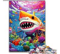Puzzles pour Adultes 1000 Animaux Art Requin 1000 pièces Puzzles pour Adultes Casse-tête DIY Stimulant, Jeu Familial interactif (Taille 26x38cm)