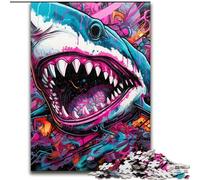 Puzzles pour Adultes 1000 Animaux Art Requin Puzzles en Bois Taille 50x75cm Cadeau Parfait pour la fête des mères, Les Anniversaires, Noël