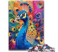 Puzzles pour Adultes 1000 Animaux Paon Jeu Familial Soulagement du Stress Défi Difficile Cadeaux du Père Noël Secret 26x38cm