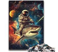 Puzzles pour Adultes 1000 astronautes chevauchant Un Requin, Un Plaisir Familial idéal comme Cadeau pour Toute la Famille à partir de 14 Ans 26x38cm