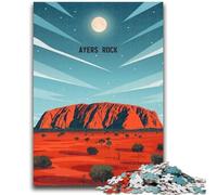 Puzzles pour Adultes 1000 Ayers Rock Moonrise 1000 pièces pour Adultes, Jeux d'activités familiales stimulants, Jouet de Bricolage pour décoration Murale de la Maison (50x75cm)