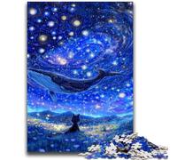 Puzzles pour Adultes 1000 Baleines sous Le Ciel étoilé Jeux d'activités familiales stimulants Jouet de Bricolage pour décoration Murale de la Maison Cadeaux 50x75cm