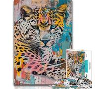 Puzzles pour Adultes 1000 Basquiat Léopard, Aidez Le Cerveau à exercer des Jouets addictifs pour cultiver la Patience Collection d'artistes, Beaux-Arts 50x75cm