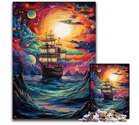Puzzles pour Adultes 1000 Bateaux Pirates dans l'univers Puzzles pour Adultes Casse-tête Stimulant, activité familiale, décoration intérieure, Cadeau de Vacances 50x75cm/19,68x29,52 Pouces