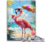Puzzles pour Adultes 1000 Beach Flamingo Jeu éducatif Familial Offrez des Cadeaux pour Toute la Famille à partir de 14 Ans 50x75cm