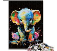 Puzzles pour Adultes 1000 bébés éléphants colorés en Bois, pour Adolescents à partir de 14 Ans, décoration d'intérieur 50x75cm, décoration Artistique DIY, Cadeau d'anniversaire idéal