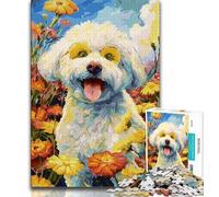 Puzzles pour Adultes 1000 Bichon Frise 1000 pièces pour Adultes Jeux d'activités familiales stimulants Jouet de Bricolage pour décoration Murale de la Maison Cadeaux 38x26cm