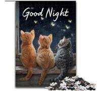 Puzzles pour Adultes 1000 Bonne Nuit Kitty, Jeu Familial Anti-Stress, défi Difficile, Une œuvre d'art pour Les 14 Ans et Plus 26x38cm