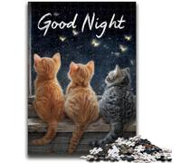 Puzzles pour Adultes 1000 Bonne Nuit Kitty pour 14 Ans et Plus Jeux éducatifs pour Adultes et Adolescents Illustration Cadeau 26x38cm