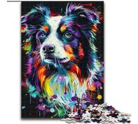 Puzzles pour Adultes 1000 Border Collie en Bois, Cadeau DIY Amusant adapté à la Maison, Salon, Bureau, décoration 50x75cm pour Jeu interactif en Famille