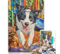 Puzzles pour Adultes 1000 Border Collie en Course, Aidez Le Cerveau à exercer des Jouets addictifs pour cultiver la Patience Décoration Parfaite (38x26cm)