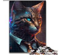 Puzzles pour Adultes 1000 Boss Bengal Cat Puzzle 1000 pièces pour Noël et Le Nouvel an, Taille du Cadeau de Vacances : 38x26cm