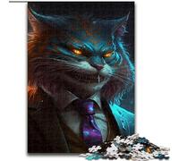 Puzzles pour Adultes 1000 Boss Cat 1000 pièces Puzzle Cadeaux Parfaits pour la décoration de la Maison et du Bureau, Les fêtes, Les Anniversaires et Les Cadeaux de Vacances Taille : 38x26cm