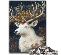 Puzzles pour Adultes 1000 Cerfs Blancs Jeu Stimulant Jouets à Offrir en Cadeau pour Toute la Famille à partir de 14 Ans 26x38cm