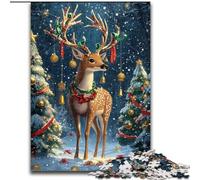 Puzzles pour Adultes 1000 Cerfs de Noël pour Les 14 Ans et Plus Beau Jeu de Conception Superbe Jeu de Conception Superbe Cadeau (Taille 26x38cm)