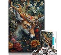 Puzzles pour Adultes 1000 Cerfs Floraux 1000 pièces pour Adolescents, Jouets éducatifs Anti-Stress, Cadeaux pour Amis et Famille 26x38cm