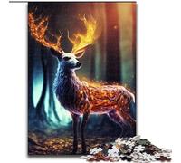 Puzzles pour Adultes 1000 Cerfs mystiques dans la forêt, Difficiles et complexes, avec des pièces de Formes aléatoires entièrement imbriquées (Taille 50x75cm)