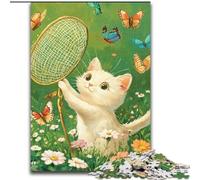 Puzzles pour Adultes 1000 Chats attrapant des Papillons, Jeu éducatif Familial, idéal comme Cadeau pour Toute la Famille 14 Ans et Plus, 50x75cm
