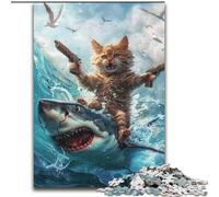 Puzzles pour Adultes 1000 Chats et Requins, Jouets de Divertissement Familial, idéal comme Cadeau pour Toute la Famille à partir de 14 Ans (Taille 26x38cm)