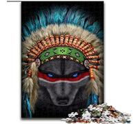 Puzzles pour Adultes 1000 Chefs de Guerre Indiens Loup en Bois, décoration Parfaite pour la Maison ou Le Bureau, Cadeau de Noël idéal 50x75cm Décoration Artistique DIY, Cadeau d'anniversaire Parfait
