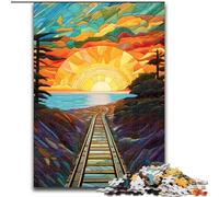Puzzles pour Adultes 1000 chemins de Fer colorés en Bois, pour Adolescents à partir de 14 Ans, décoration d'intérieur 50x75cm, Cadeau d'anniversaire idéal
