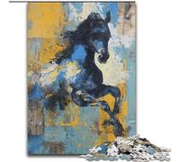 Puzzles pour Adultes 1000 Chevaux aquarelles, Difficiles et complexes, avec des pièces entièrement imbriquées de Formes aléatoires (Taille 26x38cm)