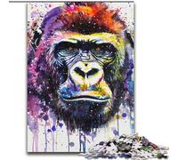 Puzzles pour Adultes 1000 chimpanzés aquarelles, adaptés aux Personnes de 14 Ans et Plus Difficile à compléter mais Amusant et Humoristique Excellent Cadeau (Taille 26x38cm)