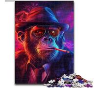 Puzzles pour Adultes 1000 Chimpanzés fumés, à partir de 14 Ans, Jeux éducatifs à Domicile, Jouets à Faire soi-même, œuvres d'art, Cadeau (Taille 26x38cm)
