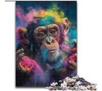 Puzzles pour Adultes 1000 chimpanzés Portant des Lunettes de Soleil. Jeu éducatif Familial idéal comme Cadeau pour Toute la Famille 14 Ans et Plus, 50x75cm.
