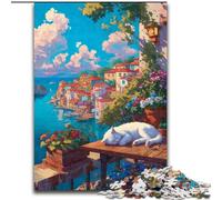 Puzzles pour Adultes 1000 City Street Cat Puzzle en Bois Cadeau de Noël, idéal pour Bureau, Chambre, Salon Décoration Taille 50X75CM