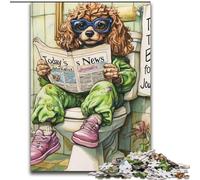 Puzzles pour Adultes 1000 Cocker Spaniel Aller aux Toilettes en Bois, Relax & Challenge, Art de décoration d'intérieur coloré, pour Les Amis 50x75cm Fête d'anniversaire pour Hommes Femmes