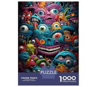 Puzzles Pour Adultes 1000 Colorful Monster Illustration Puzzle Pour Adolescents, Mais Amusant Et Humoristique. Liste De Souhaits Avec Le Père Noël. Cadeaux D'anniversaire Et De Noël Uniques 38x26cm/10