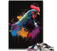 Puzzles pour Adultes 1000 coqs colorés Jeux éducatifs Décoration de la Maison Cadeau d'anniversaire, Cadeaux pour 14 Ans et Plus 50x75cm