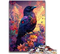 Puzzles pour Adultes 1000 Corbeaux et Fleurs, Jeu Stimulant, Jouets à Offrir en Cadeau pour Toute la Famille à partir de 14 Ans, 50x75cm
