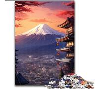 Puzzles pour Adultes 1000 Coucher de Soleil sur Le Mont Fuji en Bois, ce Qui en Fait Un Excellent Cadeau pour s'amuser en Famille 50x75cm Décoration DIY Cadeaux de Vacances stimulants pour Le Cerveau
