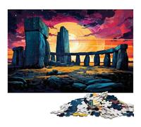 Puzzles pour Adultes 1000 Couleurs Illustration de Stonehenge Puzzles pour Adultes Enfants Puzzle en Papier Jouet éducatif d'apprentissage 1000 pièces (38x26 cm)