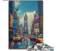 Puzzles pour Adultes 1000 Couleurs New York en Bois, Design Complexe pour Adolescents, décoration DIY et Divertissement Stimulant pour Le Cerveau 1000 pièces(50x75cm)