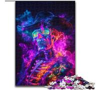 Puzzles pour Adultes 1000 Crâne de fumée, Jeu Familial Anti-Stress, défi Difficile, Une œuvre d'art pour Les 14 Ans et Plus 50x75cm