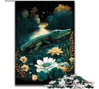 Puzzles pour Adultes 1000 Crocodiles Monde enchanté en Bois, Jouets Cadeau éducatif intellectuel décompressant Amusant Jeu Familial 50x75cm pour Jeu interactif Familial