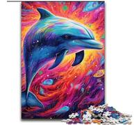 Puzzles pour Adultes 1000 Dauphin psychédélique 1000 pièces Puzzle Parfait pour Noël et Le Nouvel an, Taille du Cadeau de Vacances : 38x26cm