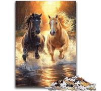 Puzzles pour Adultes 1000 Deux Chevaux pour 14 Ans et Plus Jeux éducatifs pour Adultes et Adolescents Illustration Cadeau 26x38cm