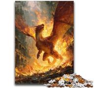 Puzzles pour Adultes 1000 Dragon Flamme Difficile à compléter, mais Amusant et Humoristique Anniversaire et Cadeaux Uniques 38x26cm