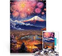 Puzzles pour Adultes 1000 Feux d'artifice du Mont Fuji Sakura Fait de Bois，pour Les 14 Ans et Plus Jouet éducatif Anti-Stress De Superbes Cadeaux et Jouets。Taille：50x75cm/19.6x29.5pouce