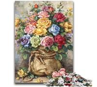 Puzzles pour Adultes 1000 Fleurs Art Floral Jeux d'activités familiales stimulants Jouet de Bricolage pour décoration Murale Cadeaux 50x75cm