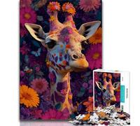Puzzles pour Adultes 1000 Fleurs girafes, Jeu Stimulant et Jeu Familial, pour la décoration de la Maison à partir de 14 Ans 38x26cm